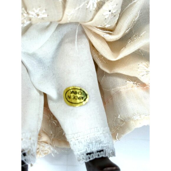 Porcelain Doll Vintage Handcrafted Hair Floral White Lace Dress Victorian - Picture 4 of 5